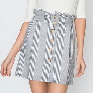 Paper Bag Striped Skirt Highrise